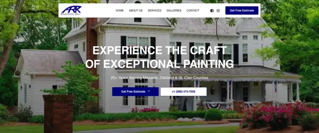 Ark Painting Inc website - Professional painting company website in Michigan